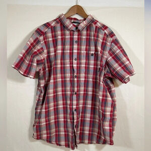 COLUMBIA  Plaid Short Sleeve Red/blue Button Down Shirt  Men's Size XL